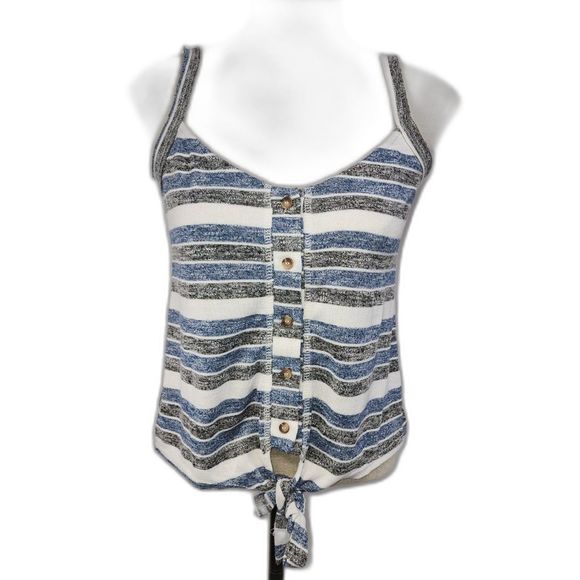 Hyped Unicorn Striped Button up Tank Top with Tie Front Size S - Picture 1 of 7